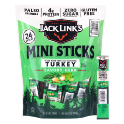 Jack Link’s Savory Herb Mini Turkey Sticks, 0.5 Oz, Total Qty 24