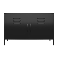 Ameriwood Home Mission District 2-Door Metal Locker Accent Cabinet, 25-1/4"H x 39-3/8"W x 15-3/4"D, Black