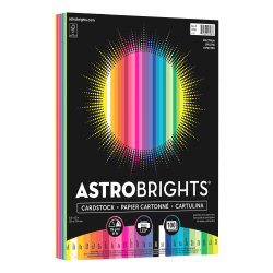 Astrobrights Color Card Stock, Letter Size, 65 Lb, Assorted Colors, Pack Of 100 Sheets