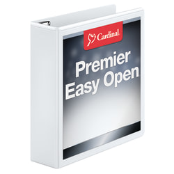 Cardinal® EasyOpen™ ClearVue™ Locking View 3-Ring Binder, 2" D-Rings, 52% Recycled, White