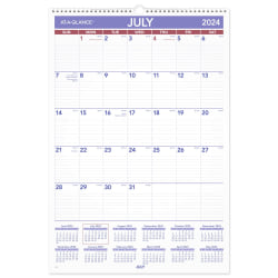 2024-2025 AT-A-GLANCE Academic Large Monthly Wall Calendar, 15-1/2" x 22-3/4", Red/Blue, July to June