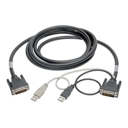 Tripp Lite DVI to USB-A Dual KVM Cable Kit 2x Male 2x Male 1080p @60Hz 10ft - First End: 1 x DVI-I (Dual-Link) Male Digital Video - Second End: 1 x DVI-I (Dual-Link) Male Digital Video, Second End: 2 x USB Type A Male - 60 MB/s - Black