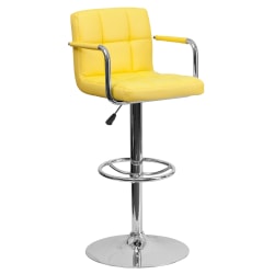 Flash Furniture Contemporary Quilted Vinyl Adjustable Height Bar Stool, Yellow
