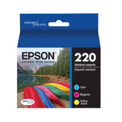 Epson® 220 DuraBrite® Ultra Cyan, Magenta, Yellow Ink Cartridges, Pack Of 3, T220520-S