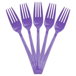 JAM PAPER Premium Utensils Party Pack, Plastic Forks, Purple, 48 Disposable Forks/Pack