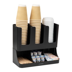 Mind Reader 6-Compartment 2-Tier Coffee Condiment And Cup Organizer, 11-1/2"H x 6-32/5"W x 13"D, Black