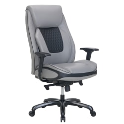 Shaquille O'Neal™ Nereus Ergonomic Bonded Leather High-Back Executive Chair, Gray/Black