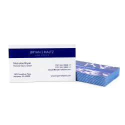 Custom Full-Color Luxury Heavy Weight Color Core Business Cards, Blue Core, Square Corners, 2-Sided, Box Of 50