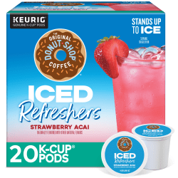 The Original Donut Shop Iced Refreshers, Strawberry Açaí Flavor, Keurig Single Serve K-Cup Pods, Box of 20 K-Cup® Pods