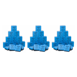 Charles Leonard Mini Whiteboard Erasers, 2" x 2", Blue/Black, 15 Erasers Per Pack, Set Of 3 Packs