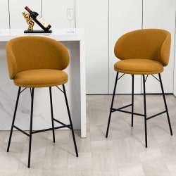 Glamour Home Baxter Fabric Barstools With Back, Brown/Black, Set Of 2 Barstools