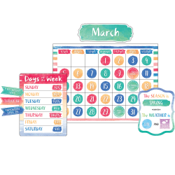 Teacher Created Resources Watercolor Calendar Bulletin Board Set, Pack Of 87 Pieces