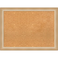 Amanti Art Rectangular Non-Magnetic Cork Bulletin Board, Natural, 31" x 23", Eva Ombre Gold Narrow Plastic Frame