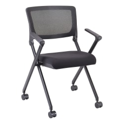 Lorell® Mesh Back Nesting Chairs, With Arms, Black, Set Of 2 Chairs