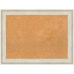 Amanti Art Non-Magnetic Cork Bulletin Board, 33" x 25", Natural, Regal Birch Cream Plastic Frame