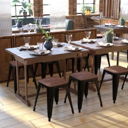Flash Furniture Backless Table-Height Stools With Wooden Seats, Black, Set Of 4 Stools