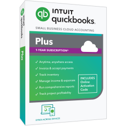 QuickBooks® Online Plus, 2024, For 5 Users, 1-Year Subscription, Windows® 10/Mac OS Big Sur 11, Disc/Product Key
