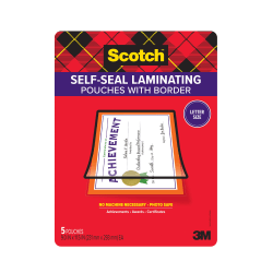 Scotch™ Self-Seal Black Border Pouches LS854-5B, 7 mm x 6m (.275 in x 236 in)