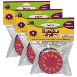 Teacher Created Resources Foam Fraction Circles, 51 Pieces Per Set, Pack Of 3 Sets