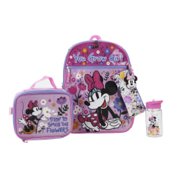 Bioworld Minnie Mouse Backpack With Lunch Bag, Utility Case, Key Chain, Water Bottle And Carabiner, Multicolor