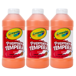 Crayola Premier Tempera Paints, 16 Oz, Orange, Pack Of 3 Paints