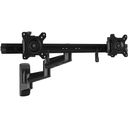 StarTech.com Wall Mount Dual Monitor Arm - Articulating Ergonomic VESA Wall Mount for 2x 24" Screens - Synchronized Adjustable Crossbar - VESA 75x75/100x100mm dual computer monitor wall mount for 2 displays up to 24in and 11lb