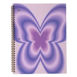 Top Flight Fashion 1-Subject Notebook, 8" x 10", 70 Sheets, Purple Butterfly