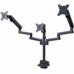 StarTech Desk Mount Triple Monitor Arm For Up To Three 27in Screens, VESA 75x75/100x100, Mechanical Spring Arm, C-Clamp/Grommet