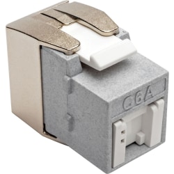 Tripp Lite Cat6a Keystone Jack with Dust Shutter, 180-Degree Toolless - Silver - 1 x RJ-45 Female - Cat6a UTP - 110 punchdown IDC TAA