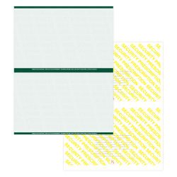 Medicaid-Compliant High-Security Perforated Laser Prescription Forms, 1/2-Sheet, 2-Up, 8-1/2" x 11", Green, Pack Of 1,000 Sheets