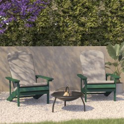 Flash Furniture Charlestown All-Weather Outdoor Furniture Adirondack Chairs With Cushions, Cream/Green, Set Of 2 Chairs