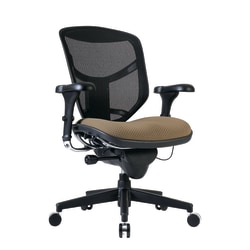 WorkPro® Quantum 9000 Series Ergonomic Mesh/Premium Fabric Mid-Back Chair, Black/Beige, BIFMA Compliant