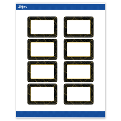 Avery® Printable Labels With Sure Feed® Technology, S00-ETH, Rectangle, 2" x 3", Matte White With Preprinted Black/Gold Vein Border, Pack Of 80