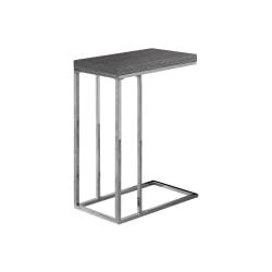Monarch Specialties Zachary Accent Table, 25-1/4"H x 10-1/4"W x 18-1/4"D, Gray/Chrome