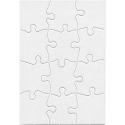 Hygloss Paper Compoz-A-Puzzles, 5-1/2" x 8", White, Puzzle Of 12 Pieces, Pack Of 24 Puzzles