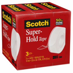 Scotch® Super-Hold Tape, 3/4" x 1,000", Clear, Pack Of 3 Rolls
