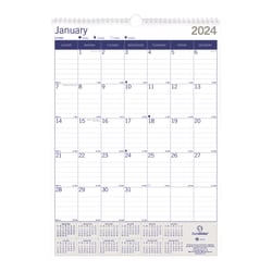 2024 Blueline® DuraGlobe Monthly Wall Calendar, 17" x 12", January To December 2024 , C171203