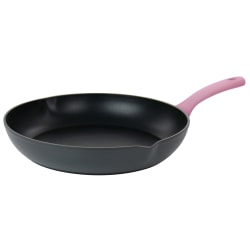 Oster Rigby Aluminum Nonstick Frying Pan With Pouring Spouts, 12", Pink