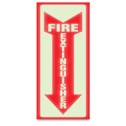 U.S. Stamp & Sign Glow-In-The-Dark Sign, "Fire Extinguisher", 13"H x 4"W