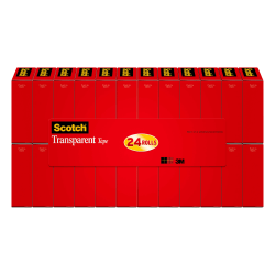 Scotch® Transparent Tape, 3/4" x 1000", Clear, Pack of 24 rolls