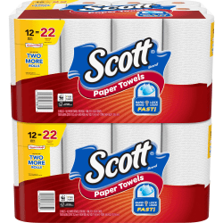 Scott Choose-A-Sheet Paper Towels - Mega Rolls - 1 Ply - 11" x 6" - 102 Sheets/Roll - White - Perforated, Absorbent - For Home, Office, School - 12 Per Pack - 2 / Carton