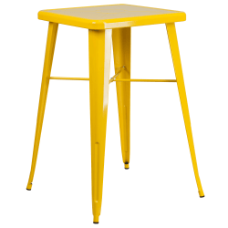 Flash Furniture Commercial Grade 23.75" Square Metal Indoor-Outdoor Bar Height Table, Yellow