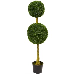 Nearly Natural Double Topiary Boxwood 54"H Artificial UV Resistant Indoor/Outdoor Tree, 54"H x 15"W x 15"D, Green