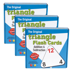 Learning Advantage The Original Triangle Flash Cards, Addition & Subtraction, 20 Per Set, Pack Of 3 Sets
