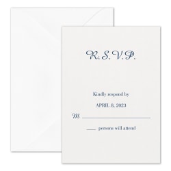 Custom Wedding & Event Response Cards With Envelopes, Splendid Script, 3-1/2" x 4-7/8", Box Of 25 Cards