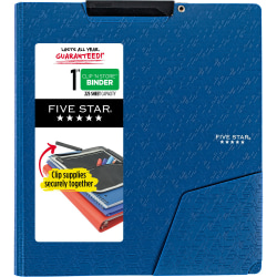 Five Star® Clip 'N Store 3-Ring Plastic Binder, 1" Rings, Pacific Blue
