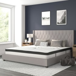 Flash Furniture Riverdale Tufted Upholstered Platform Bed With 10" CertiPUR-US Certified Foam And Pocket Spring Mattress, King, Light Gray