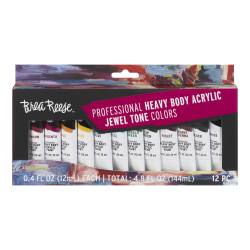 Brea Reese Professional Heavy-Body Acrylic Paint, Jewel-Toned Colors, Pack Of 12