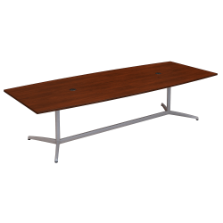 Bush Business Furniture 120"W x 48"D Boat Shaped Conference Table with Metal Base, Hansen Cherry, Standard Delivery
