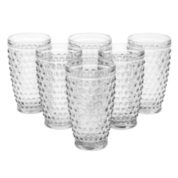 Martha Stewart Hobnail Handmade Glass Tumbler Set, 14.3 Oz, Clear, Set Of 6 Pieces